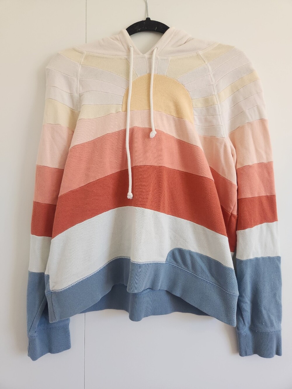 Faherty Sunset Stripe Hoodie Sweatshirt Colorblock Pullover Coastal Size S